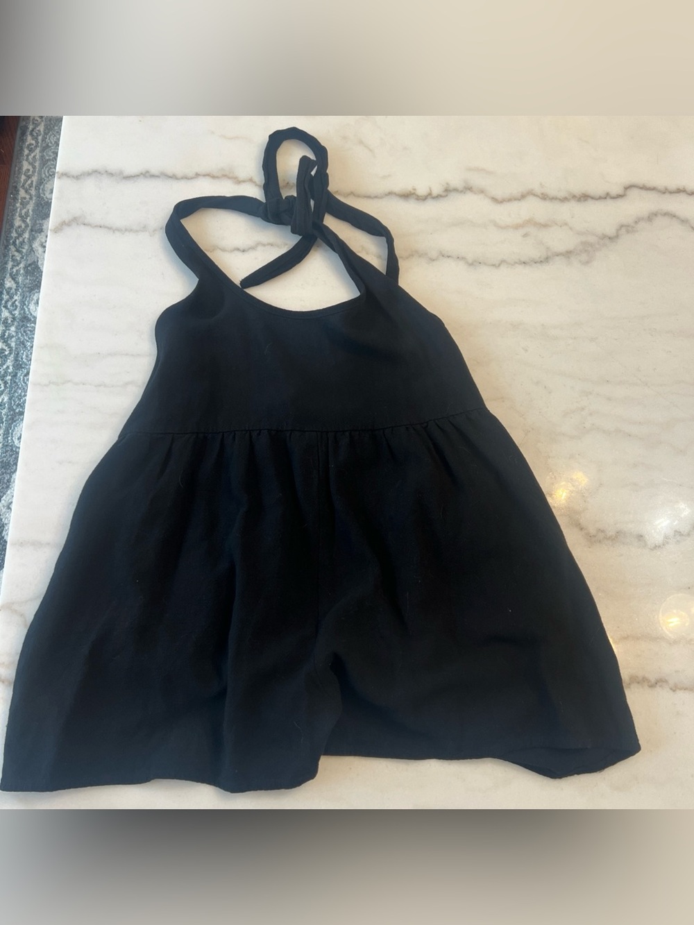 Princess Polly Linen Romper Halter Open Back Size 4 Side Zip POCKETS